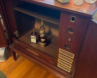 Old TV cabinet turned into a liquor cabinet