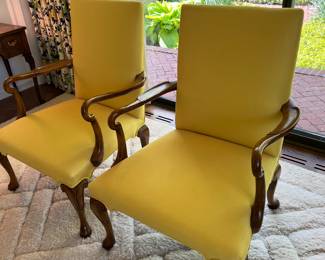 English Walnut Library Armchairs 