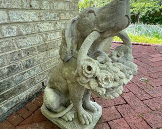 Stone Dog With Flowers