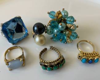 Lot 4355 Vintage Rhinestone Rings Various Sizes