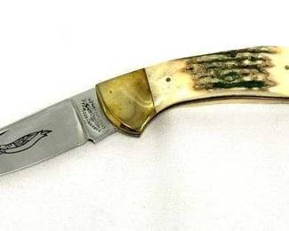 Parker-Brothers K115 Single-Blade Lockback Knife w/Jigged & Gnarly Stag Scales