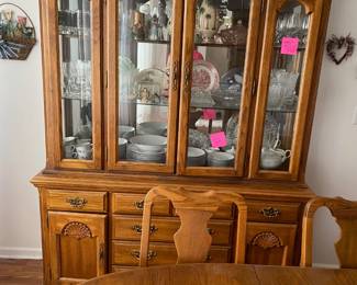 china cabinet - set for $300 for oak cabinet, table, and chairs