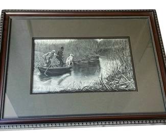 Antique Print “DUCK SHOOTING” From Original Painting By G. DE A. RONCHETTI
