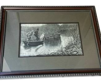 Antique Print “DUCK SHOOTING” From Original Painting By G. DE A. RONCHETTI