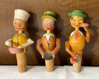 3 Handcarved Bottle Stoppers