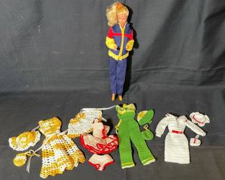 BARBIE with Homemade Crochet Clothing Outfits With Hats