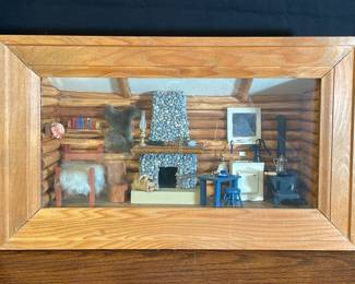 Handmade Log Cabin Shadow Box Wall Art