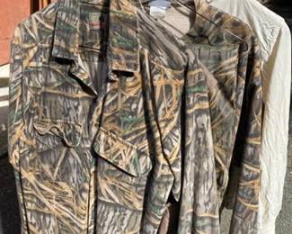 Mossy Oak Flannel Shirt Lg * Insulated Vest * Columbia Rain Pants Lg * Lands End Silks Med

