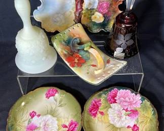 China Plates Bavaria * Bells Bohemia Crystal & Fenton * Handled Dish J.P. France