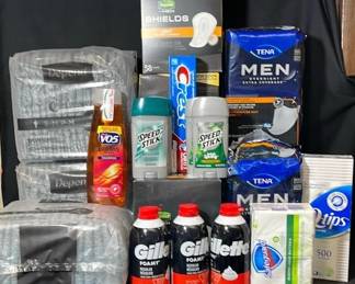 Men’s Personal Care Lot * S-M Depends * Tena * Gillette Shave Cream * Speed Stick * Q-Tips