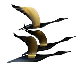 3 22 Inch Long Mid Century Looking Geese Wall Hangings Wood & Metal