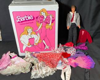 BARBIE CASE with Misc. Plus Clothing Dresses * KEN DOLL