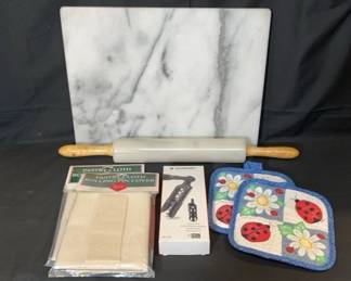 Marble Cutting Board & Rolling Pin * Le Creuset Corkscrew * Rolling Pin Covers