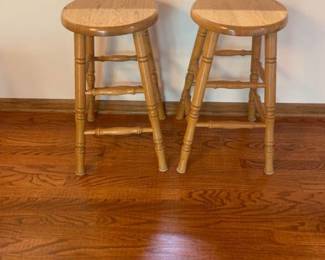 2 Wooden bar stools. 25 x 13