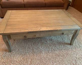 Wooden coffee table with drawer. 17 x 48 x 28
