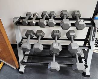 Fitness Gear rack 38 x 28 with weights heavy (located on lower level-has access to garage)