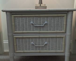 White wicker nightstand