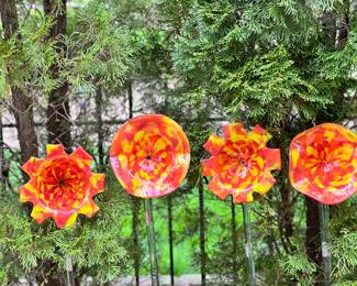 Unusual handblown glass garden ornaments