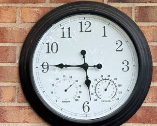 Outdoor clock and weather gauge