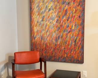 MCM chair and table, oil painting on canvas, #71, 43" x 61"