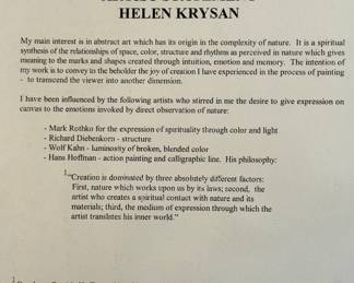 Helen Krysan, Artist Statement