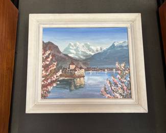 Original painting by Willie Roth of Lake Geneva in the springtime