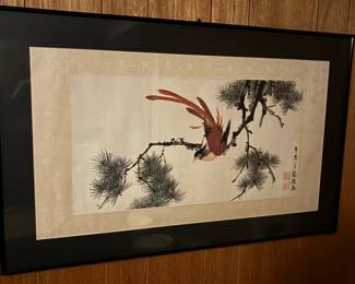 Chinese Red Bird framed print