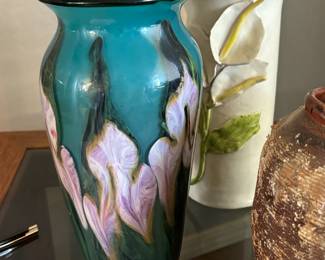 Glass flower vase unsigned