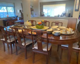 Dining room table and china