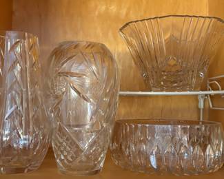 Cut crystal bowls and vases