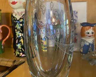 Swedish Art Glass Crystal Vase by Strombergshyttan