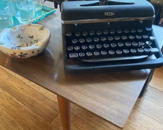 Royal Typewriter and MCM coffee table