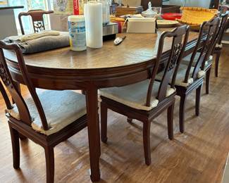 Large wood dining room table and chairs