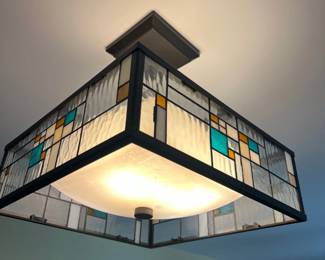 retro picasso style stained glass mounted ceiling lamp shade