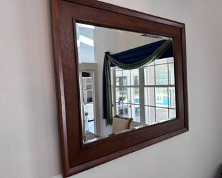 Large beveled mirror with hardwood frame