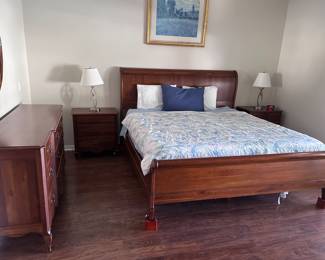 Ethan Allen King Size Headboard and mattress 
Two matching end tables