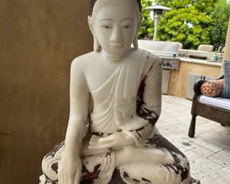 Marble Buddha. 34" high on base