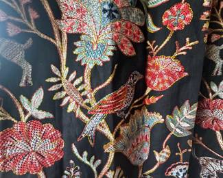 Crewel fabric form custom curtains