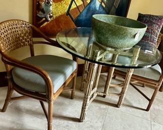 Vintage McGuire Small table and 2 chairs