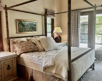 STUNNING ULTRA SUEADE   CREAM AND METAL KING BED  