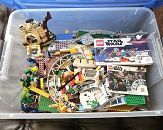 Large Tub Filled with Star War Lego Plus Two Instruction Books