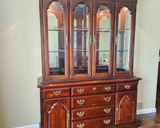 Traditional Style China Cabinet Hutch by Sumter Cabinet Co. in SC. w/ Top Lighting - Top is Separate Piece