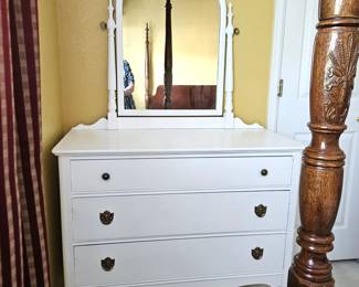 Antique Dresser/Chest of Drawers from Arcadia Furniture Co (MI) W/ Mirror - Painted White