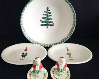 Christmas Serving Pieces! Lenox Mr. & Mrs Claus Salt & Pepper - Rae Dunn Plates - Furio Italy Serving Bowl
