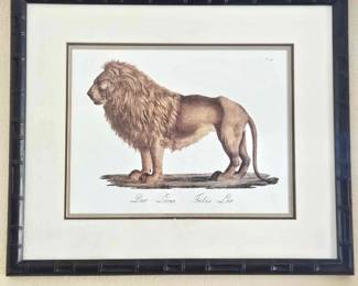 Exotic Wall Art Shows Majestic Lion in a Bamboo-Look Black Frame 27" x 22.5"