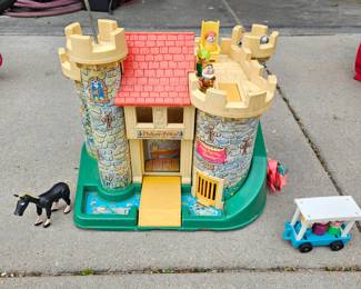 Vintage 1974 Fisher Price Toy Castle w/ Some of the Original Accessories