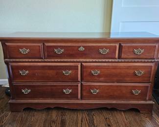 Traditional Dark Wood Dresser with 7 Drawers - 62"W x 17"D x 33"H