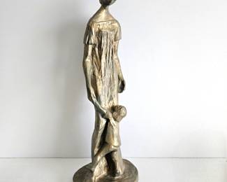 22" Tall Statue Figuring of Woman and Child - Was Lightly Painted Gold 
