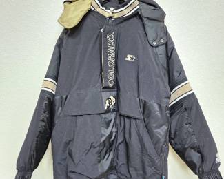 Men's CU Buffs Ski Jacket Pullover Coat w/ Detachable Hood - Black & Gold - Size Large - University Of Colorado.