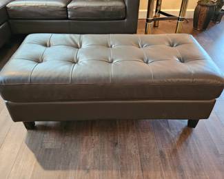 Brown Faux Leather Ottoman (Matches Sofa in Lot #1) 51" x 25" x 18" Tall